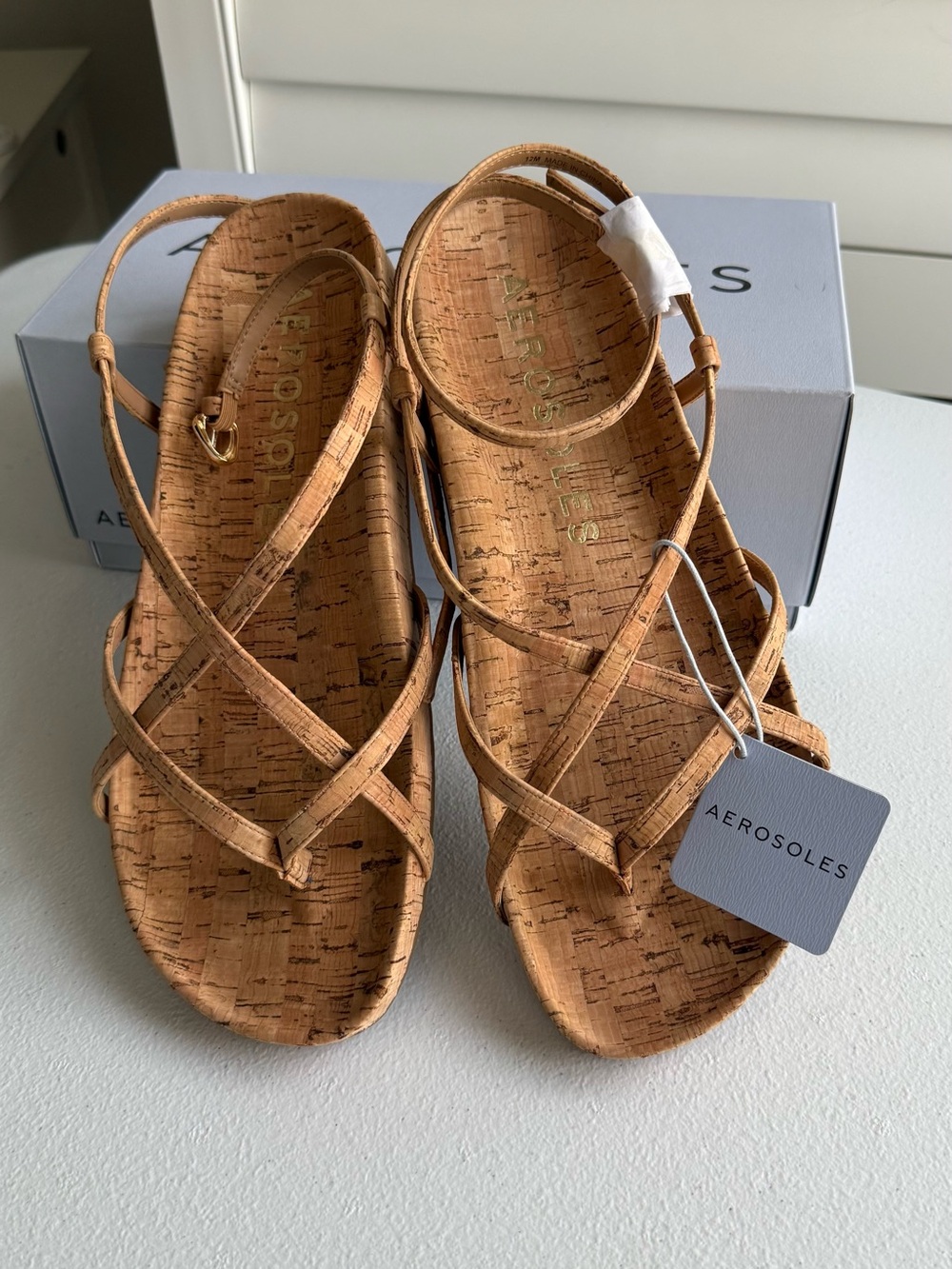 Aerosoles Cork Strappy Sandals in Tan | NWT Size 12